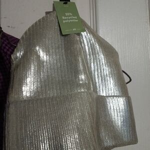 H&M Shimmering Silver Beanie